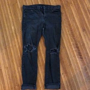 H&M blackwash jeans- Ripped Knees